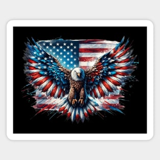 Eagle and the American flag; red white blue; American; America; USA; United states; US; patriotic; 4th July; fourth of July; independence day; celebrate; proud; stars and stripes; American flag; American eagle; Magnet